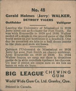 1936 World Wide Gum (V355) #48 Jerry Walker Back