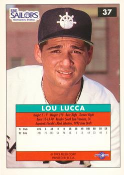 1992-93 Fleer Excel #37 Lou Lucca Back