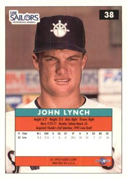 1992-93 Fleer Excel #38 John Lynch Back