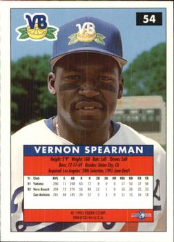 1992-93 Fleer Excel #54 Vernon Spearman Back