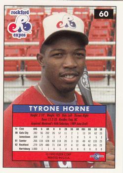 1992-93 Fleer Excel #60 Tyrone Horne Back