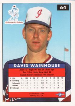 1992-93 Fleer Excel #64 David Wainhouse Back