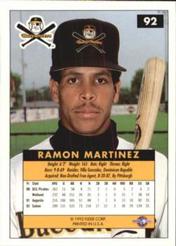 1992-93 Fleer Excel #92 Ramon Martinez Back