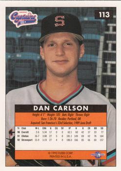 1992-93 Fleer Excel #113 Dan Carlson Back