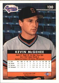 1992-93 Fleer Excel #120 Kevin McGehee Back