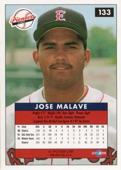 1992-93 Fleer Excel #133 Jose Malave Back