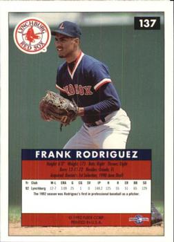 1992-93 Fleer Excel #137 Frank Rodriguez Back
