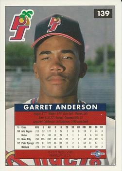 1992-93 Fleer Excel #139 Garret Anderson Back