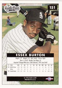 1992-93 Fleer Excel #151 Essex Burton Back