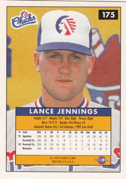 1992-93 Fleer Excel #175 Lance Jennings Back