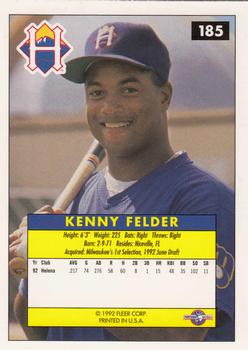 1992-93 Fleer Excel #185 Kenny Felder Back