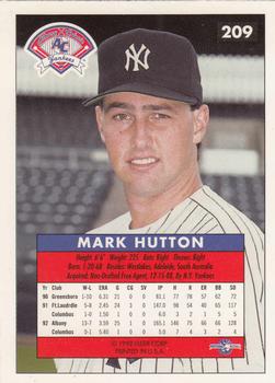 1992-93 Fleer Excel #209 Mark Hutton Back