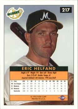 1992-93 Fleer Excel #217 Eric Helfand Back