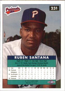1992-93 Fleer Excel #231 Ruben Santana Back