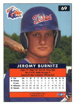 1992-93 Fleer Excel #69 Jeromy Burnitz Back