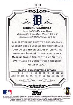 2012 Topps Museum Collection #100 Miguel Cabrera Back