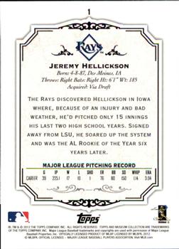 2012 Topps Museum Collection #1 Jeremy Hellickson Back