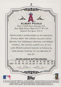 2012 Topps Museum Collection #2 Albert Pujols Back