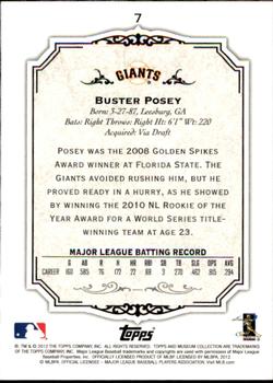2012 Topps Museum Collection #7 Buster Posey Back