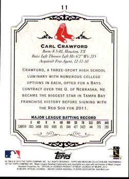 2012 Topps Museum Collection #11 Carl Crawford Back