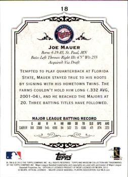 2012 Topps Museum Collection #18 Joe Mauer Back