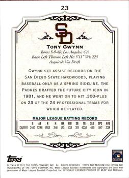 2012 Topps Museum Collection #23 Tony Gwynn Back