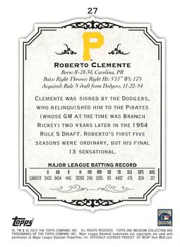 2012 Topps Museum Collection #27 Roberto Clemente Back