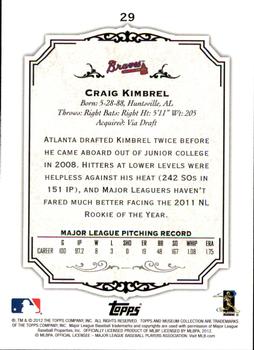 2012 Topps Museum Collection #29 Craig Kimbrel Back