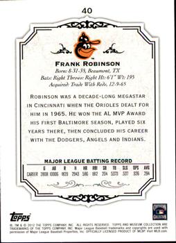 2012 Topps Museum Collection #40 Frank Robinson Back