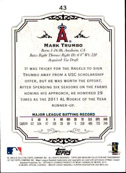 2012 Topps Museum Collection #43 Mark Trumbo Back