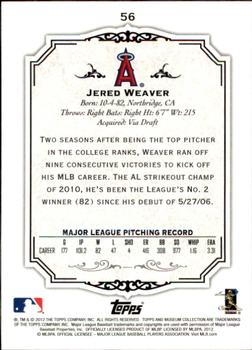 2012 Topps Museum Collection #56 Jered Weaver Back