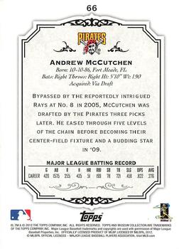 2012 Topps Museum Collection #66 Andrew McCutchen Back