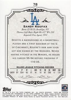 2012 Topps Museum Collection #78 Sandy Koufax Back