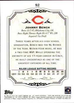 2012 Topps Museum Collection #92 Johnny Bench Back