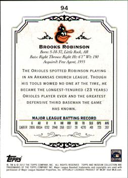 2012 Topps Museum Collection #94 Brooks Robinson Back