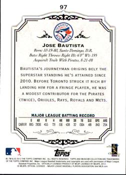 2012 Topps Museum Collection #97 Jose Bautista Back