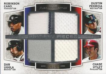2012 Topps Museum Collection - Primary Pieces 4-Player Quad Relics #PPFQR-CPUU Robinson Cano / Dustin Pedroia / Dan Uggla / Chase Utley Front