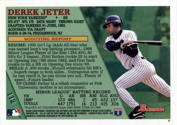 1996 Bowman #112 Derek Jeter Back