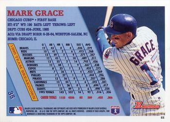 1996 Bowman #35 Mark Grace Back