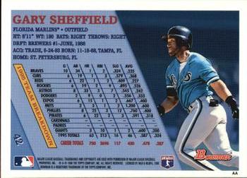 1996 Bowman #42 Gary Sheffield Back