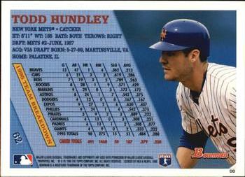 1996 Bowman #62 Todd Hundley Back