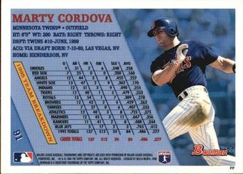 1996 Bowman #91 Marty Cordova Back