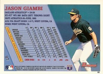 1996 Bowman #97 Jason Giambi Back