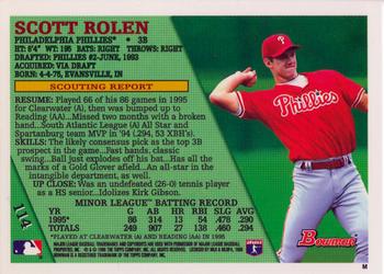 1996 Bowman #114 Scott Rolen Back