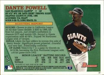 1996 Bowman #201 Dante Powell Back