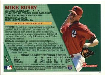 1996 Bowman #345 Mike Busby Back