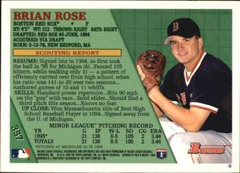 1996 Bowman #357 Brian Rose Back