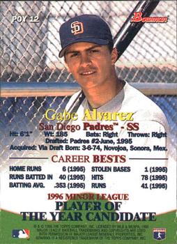 1996 Bowman - Minor League Player of the Year Candidates #POY 12 Gabe Alvarez Back