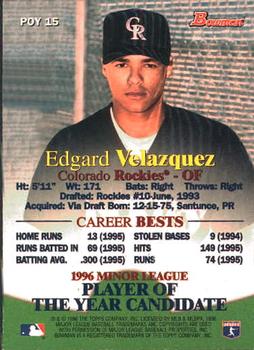 1996 Bowman - Minor League Player of the Year Candidates #POY 15 Edgard Velazquez Back