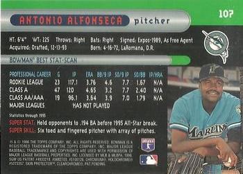 1996 Bowman's Best #107 Antonio Alfonseca Back